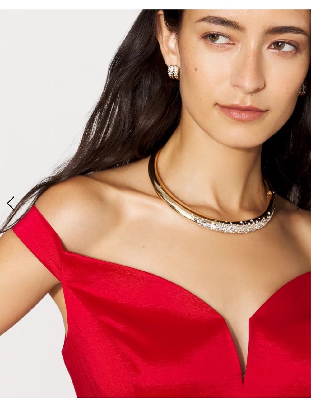 White House Black Market Red Off-the-Shoulder Taffeta Midi Dress - Picture 2 of 7